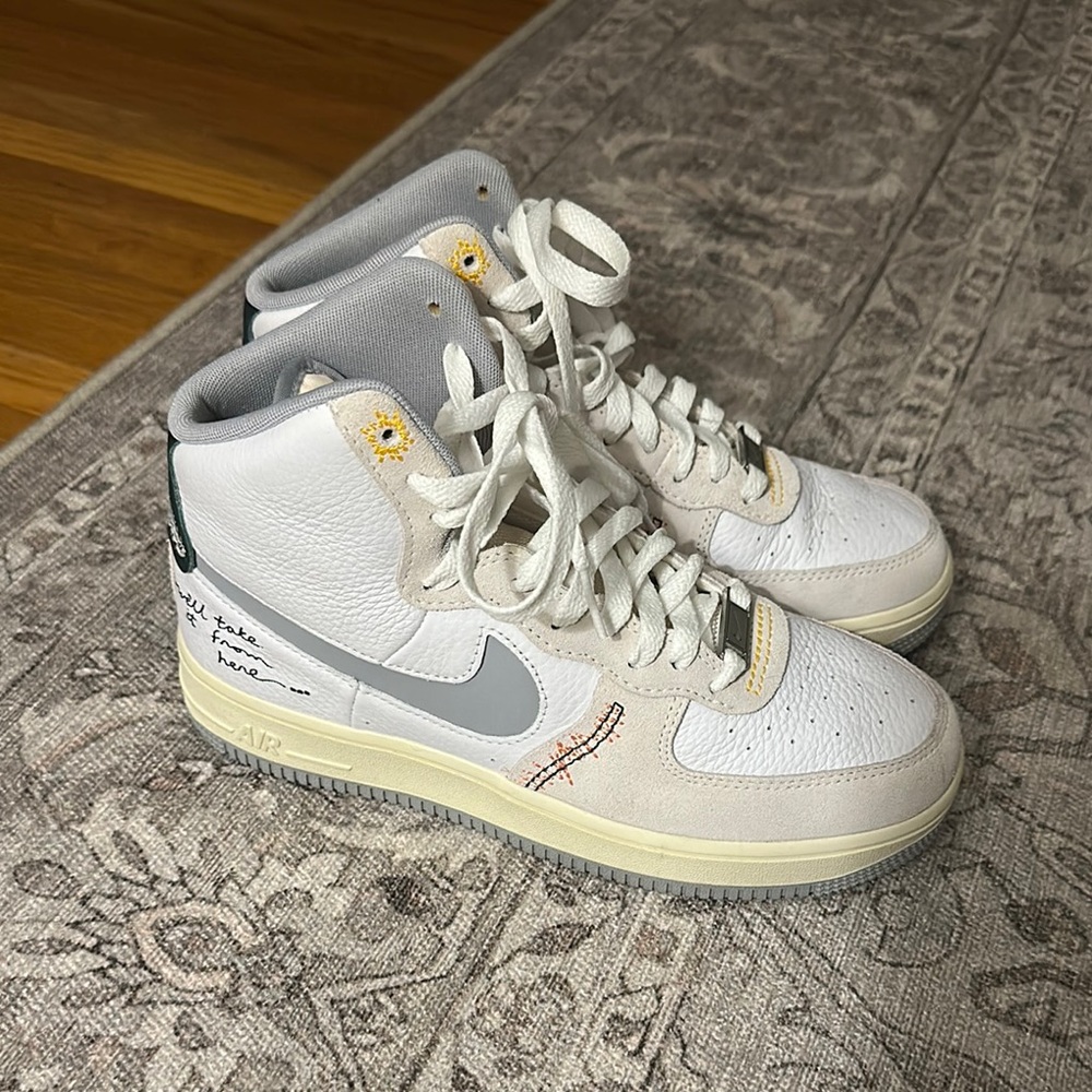 Nike Air Force 1 High-Top Sneakers - White and Gray